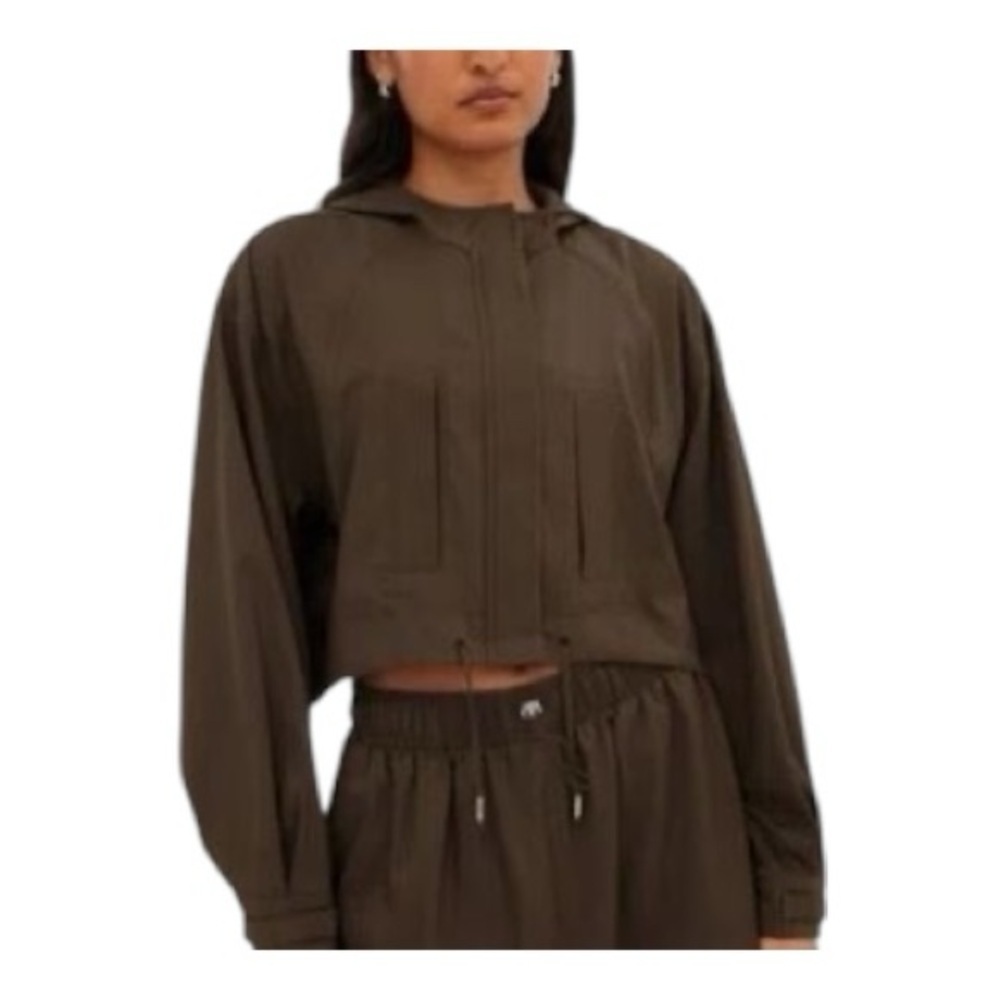 NWT! Girlfriend Collective Chocolate Brown Cropped Hooded Jacket. Size XXXL.
